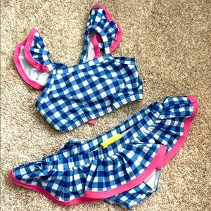Blue and Pink Checkered Kids Bikini